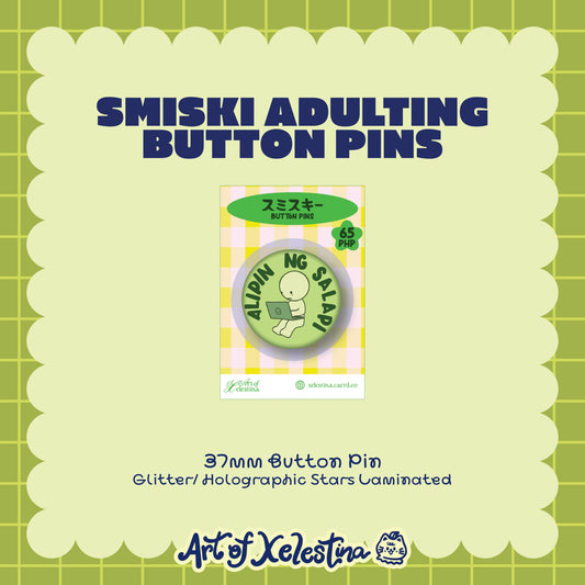 Smiski Adulting Button Pins