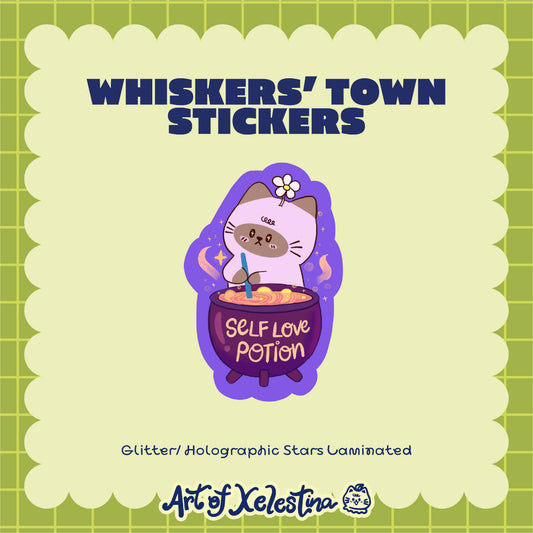 Whiskers' Town Waterproof Vinyl Stickers
