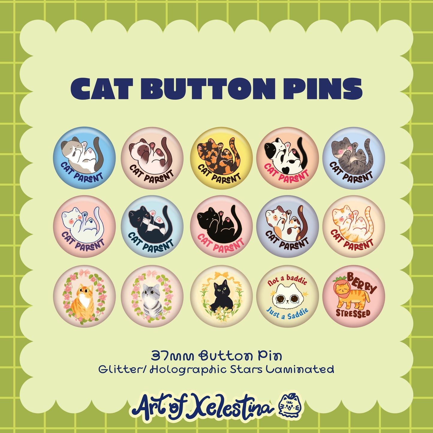 Cat Button Pins