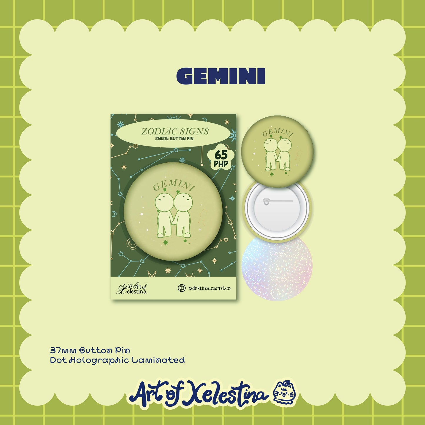Smiski-Inspired Zodia Signs Button Pins