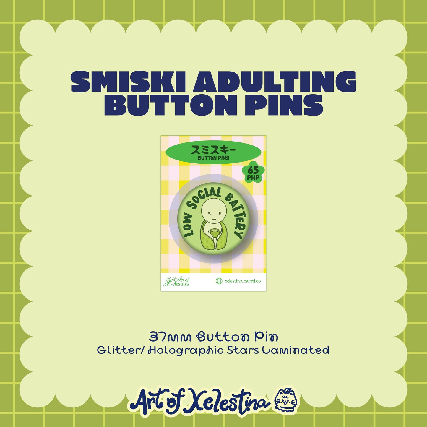 Smiski Adulting Button Pins