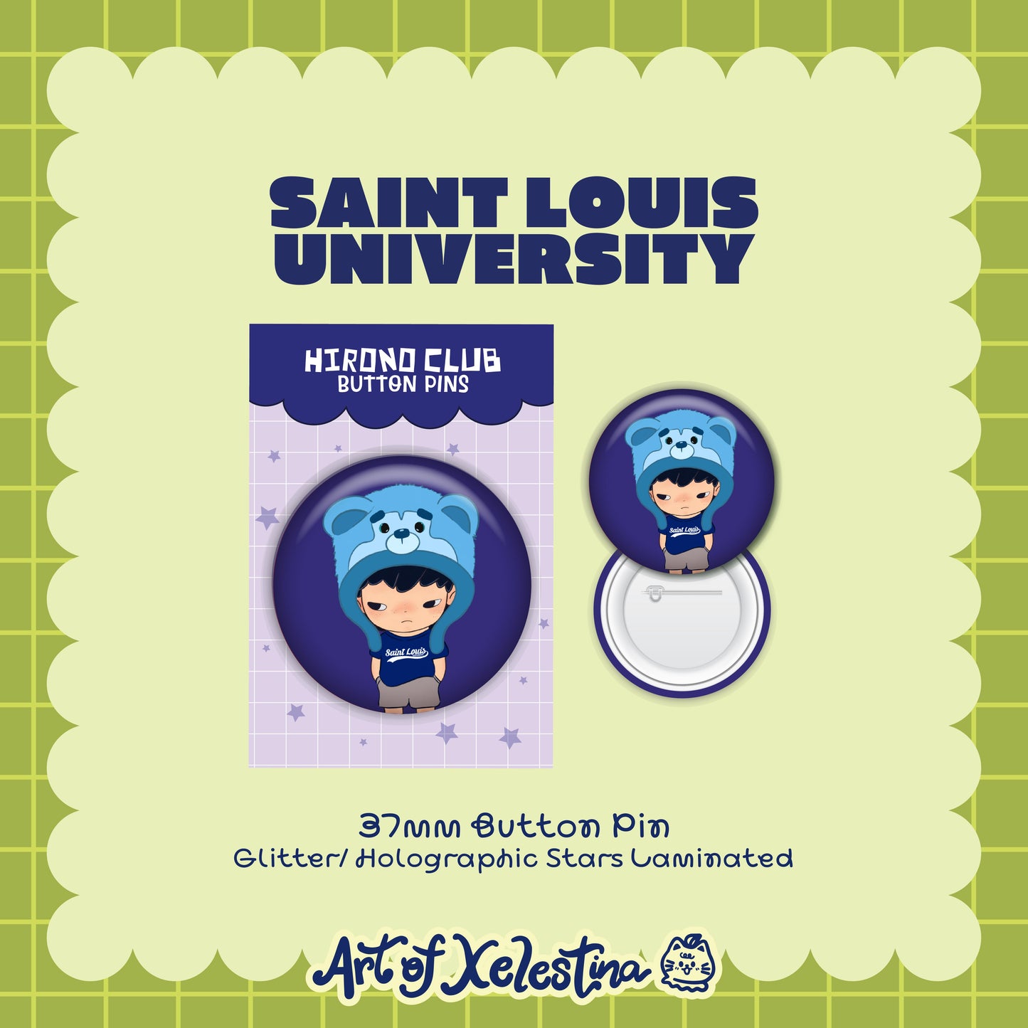 Hirono Inspired University Button Pins