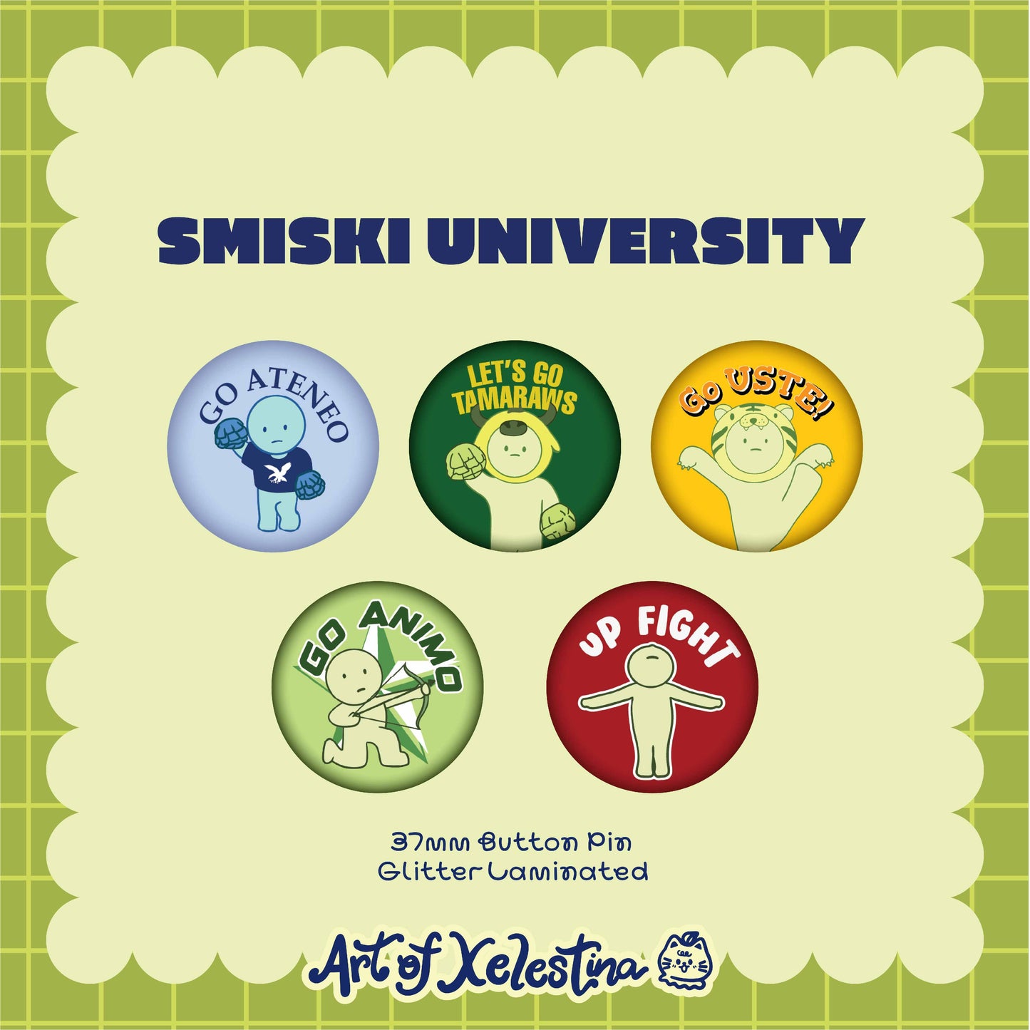 Smiski Universities Button Pins