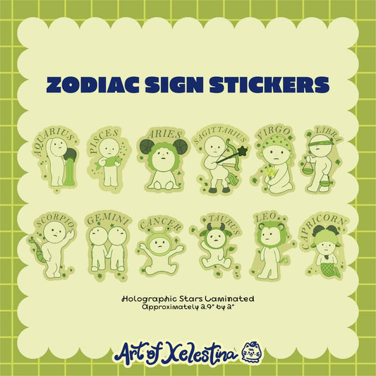 Smiski Zodiac Waterproof Vinyl Stickers