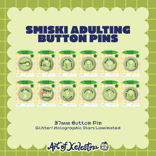 Smiski Adulting Button Pins