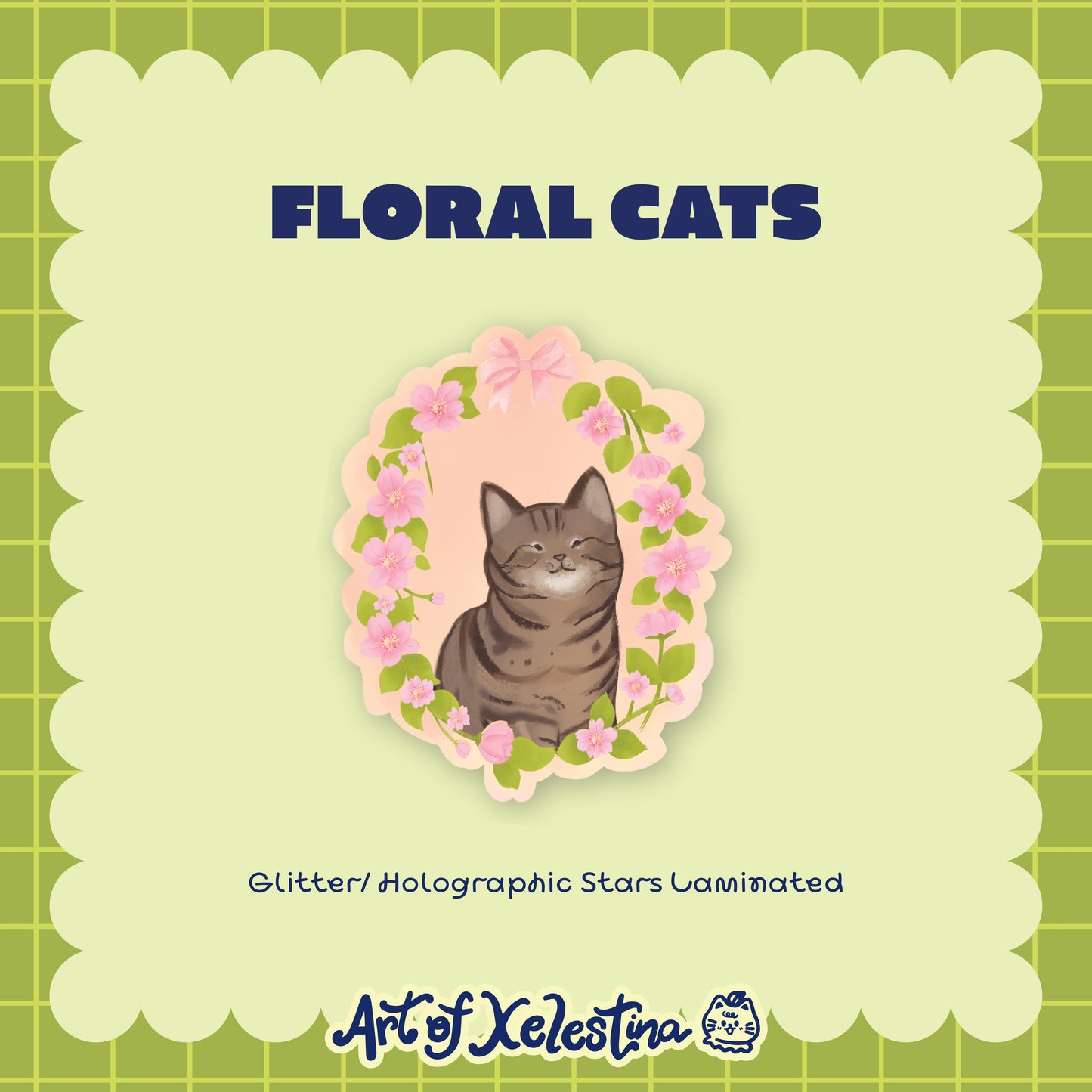 Waterproof Floral Cat Vinyl Stickers