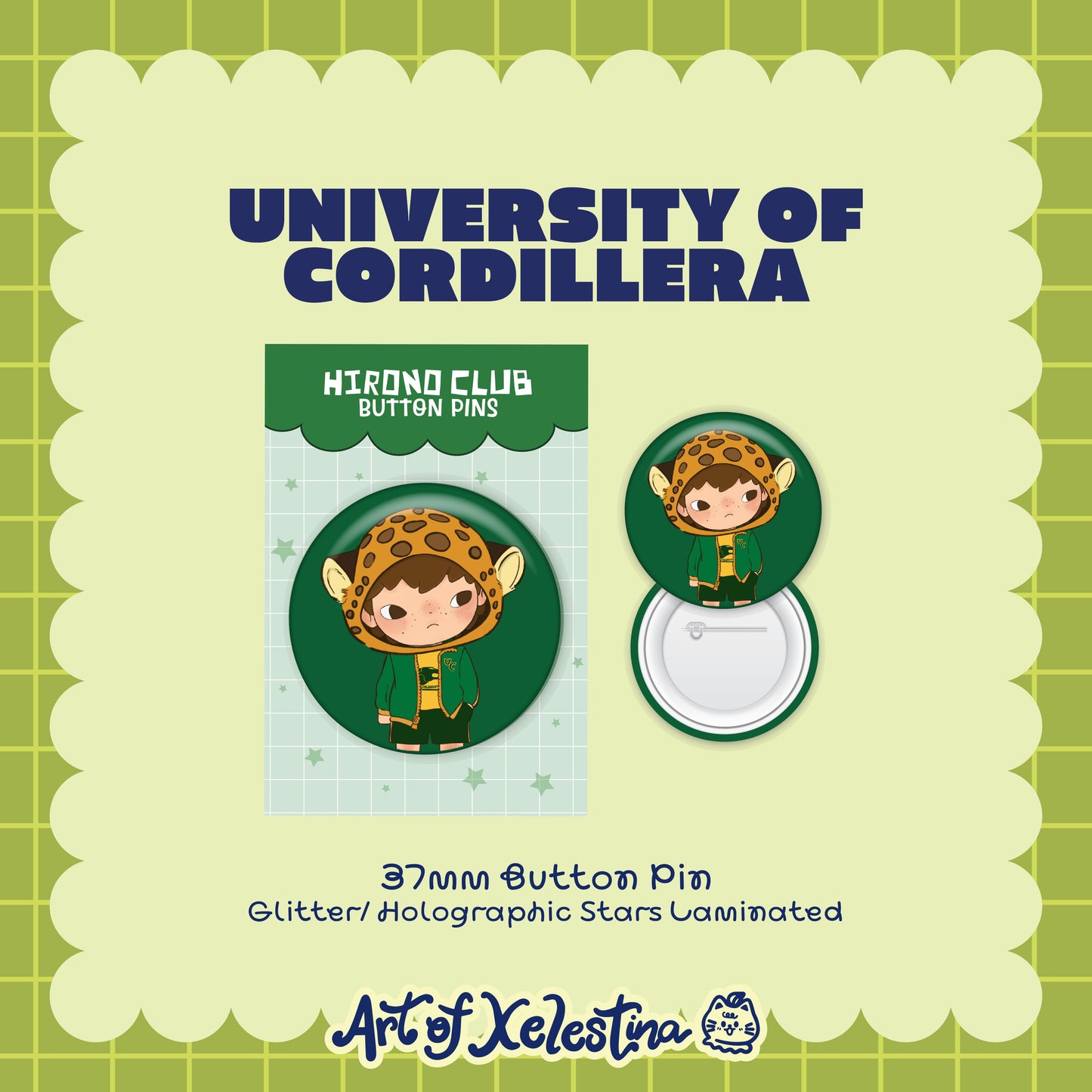 Hirono Inspired University Button Pins