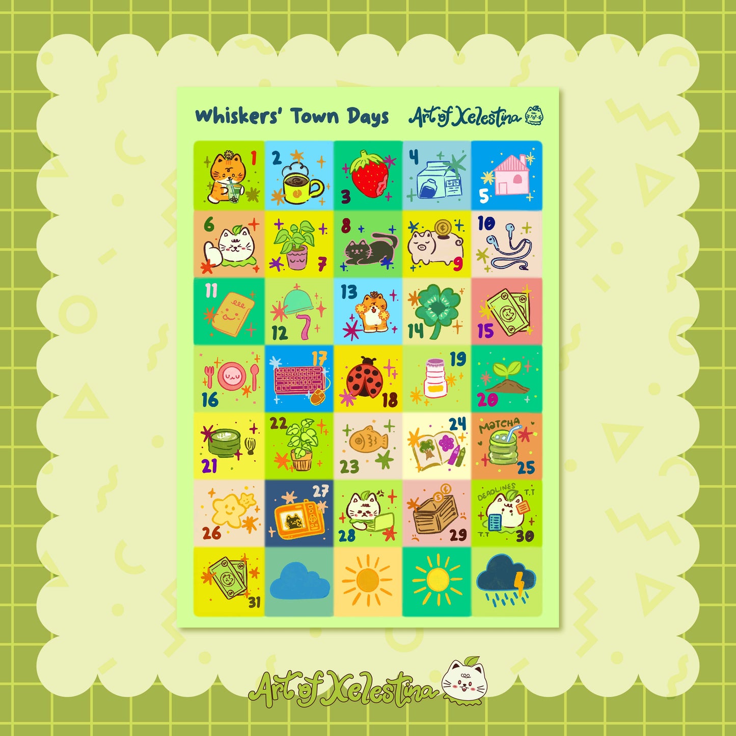 Whiskers' Town Days Sticker Sheet