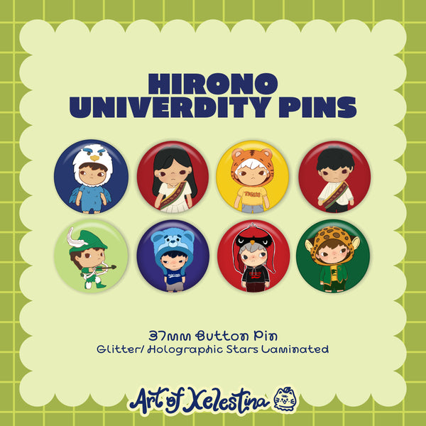 Hirono Inspired University Button Pins
