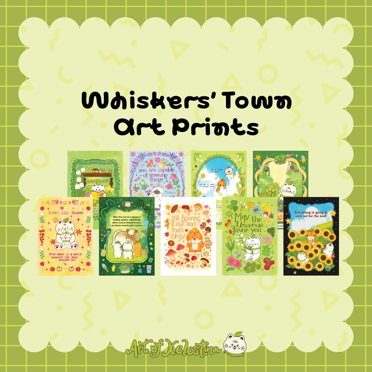 Whiskers' Town A6 Art print