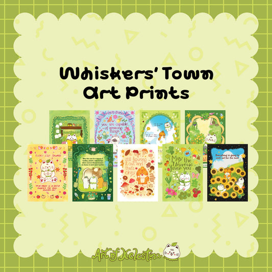 Whiskers' Town A6 Art print